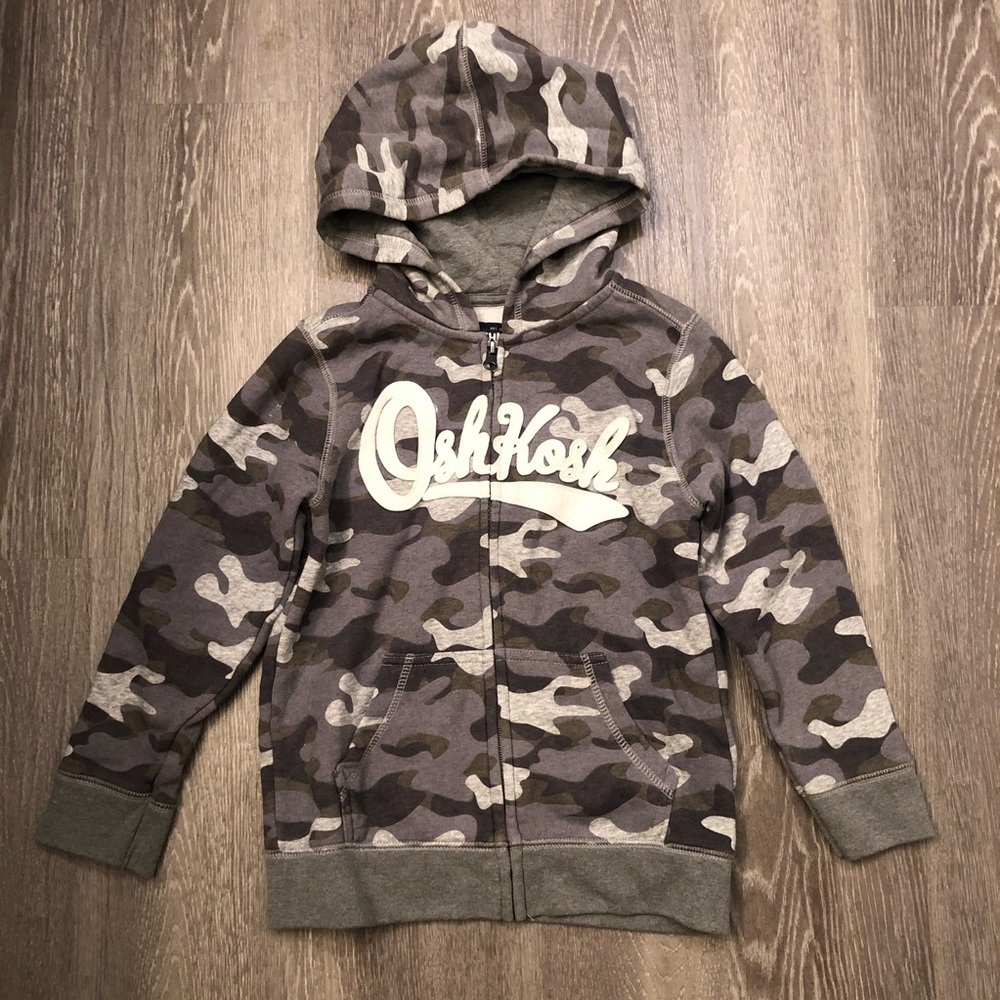 OshKosh Logo Hoodie‎ Boys Jacket Camo Sz 7